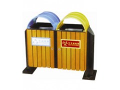 供应成都拱形分类钢木垃圾桶LY-GM6100