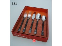 GS纯钢无磁不锈钢刀叉勺 意大利新款 主餐刀叉勺5件套