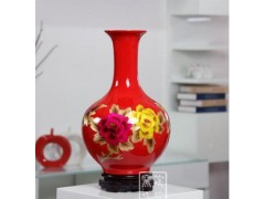 景德镇火炬陶瓷厂供应红瓷麦秆画花瓶