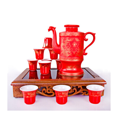 中式家用陶瓷酒杯小酒盅白酒杯套装可定做陶瓷自动酒具