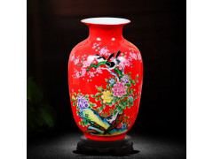 客廳書房電視柜裝飾品 景德鎮陶瓷花瓶中國紅瓷器擺件