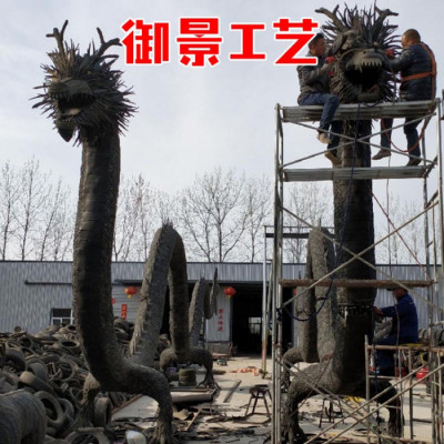 景观雕塑 轮胎创意工艺品 公园动物中国龙艺术品