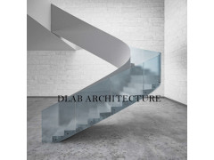 筑梦意大利设计室内钢结构玻璃U型楼梯