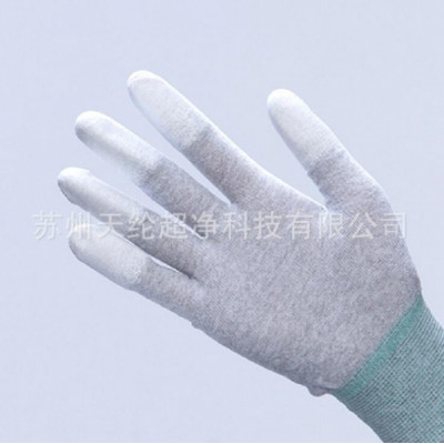 苏州天纶超净厂家供应碳纤维铜纤维PU涂指涂掌防静电手套