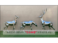 廣場公園游樂園不銹鋼長勁鹿動物雕塑