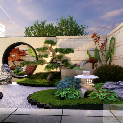 眉山雅安乐山花园设计装修公司/自建别墅花园设计/新中式庭院