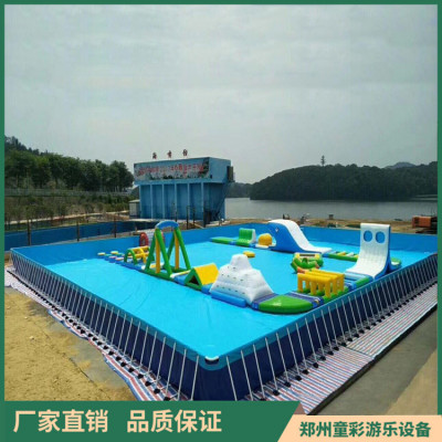 大型支架水池 水上乐园 成人儿童游泳池 水滑梯配套水池